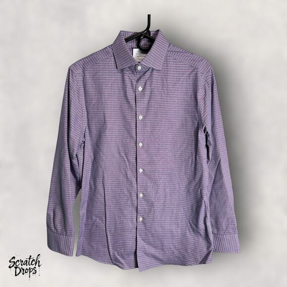 Charles Tyrwhitt Mens Dress Shirt Size M Fits Large Purple Checkered NWOT M02 - Picture 1 of 4